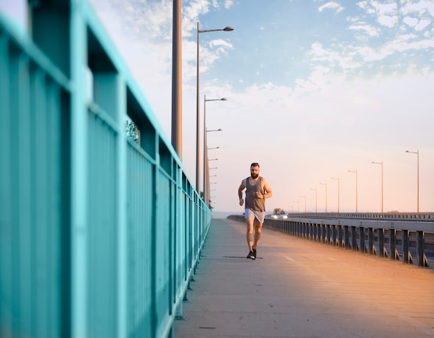 Outdoor jogging during a beautiful and warm spring day