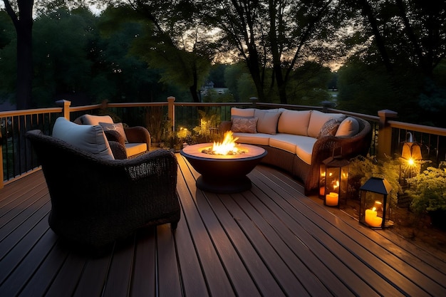 Outdoor Living Deck Resilient Furnishings for Relaxation Generative AI