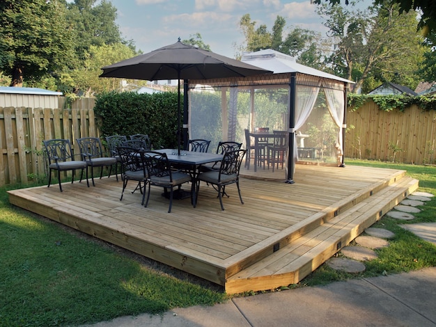 Photo outdoor living spaces like this cabana and deck are in demand during this era of stay at home vacations or staycations.