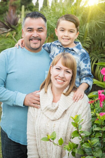 Outdoor Mixed Race Family Portrait