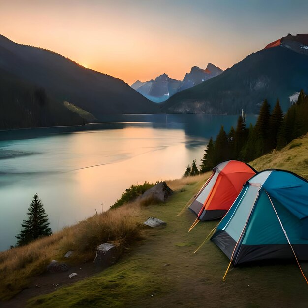 Outdoor Mountain Camping tent gegenereerd door ai