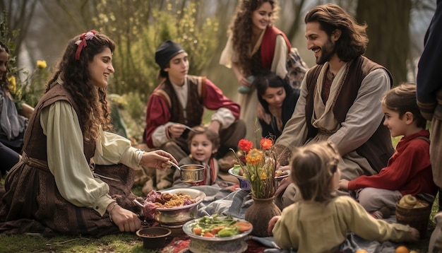 Foto un picnic di nowruz all'aperto sizdah bedar