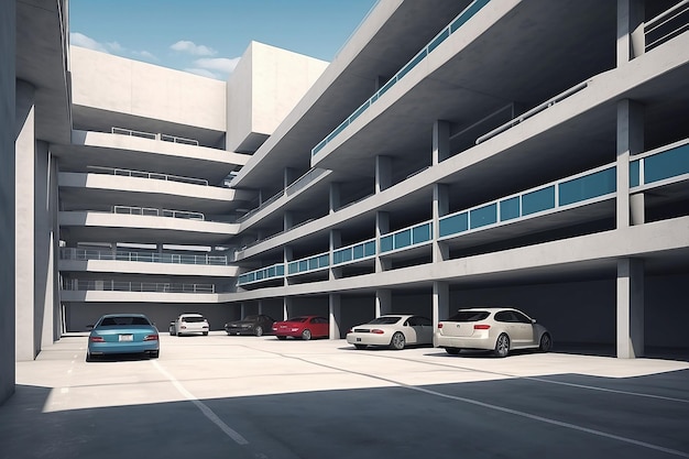 Photo outdoor parking structure abstract 3d illustration architecture drawing perspective