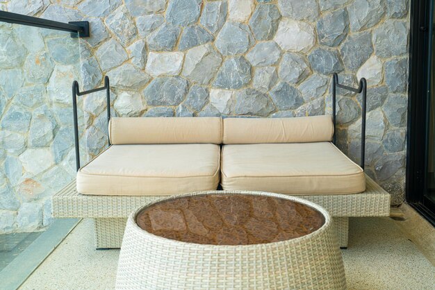 outdoor patio sofa chair on balcony