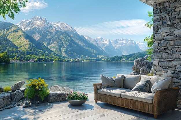 an outdoor patio with view a calm early summer morning inspiration ideas