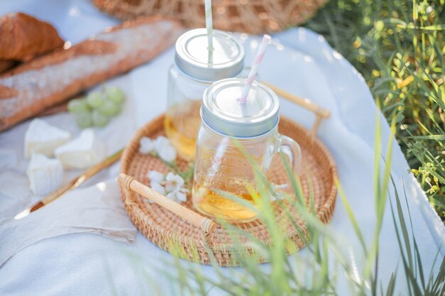 Outdoor picnic in a garden