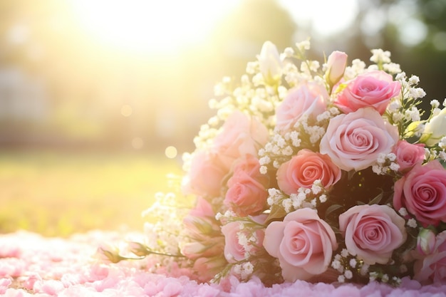 Outdoor Pink Roses Background
