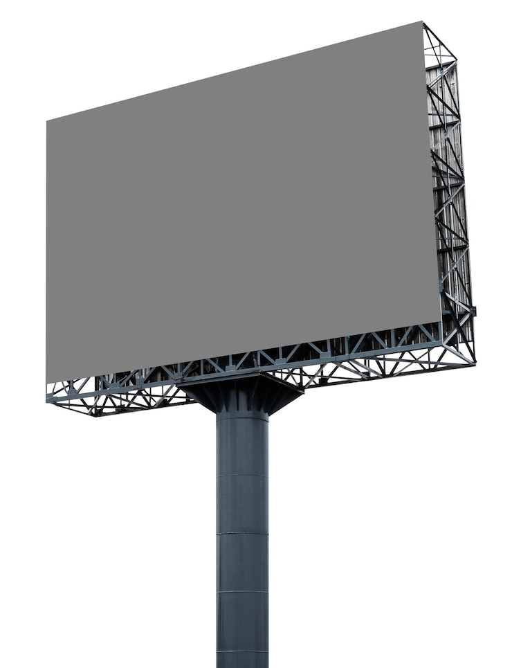 Photo outdoor pole billboard isolated on white background with clipping path