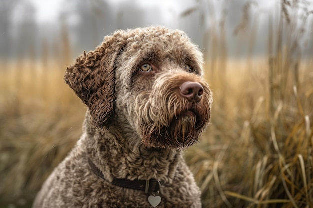 Lagotto Romagnolo 트러플 하운드의 야외 초상화