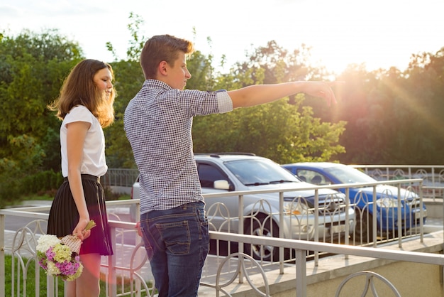 Outdoor portrait of teenage children