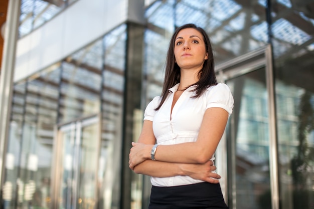 Outdoor portrait of a young businesswoman