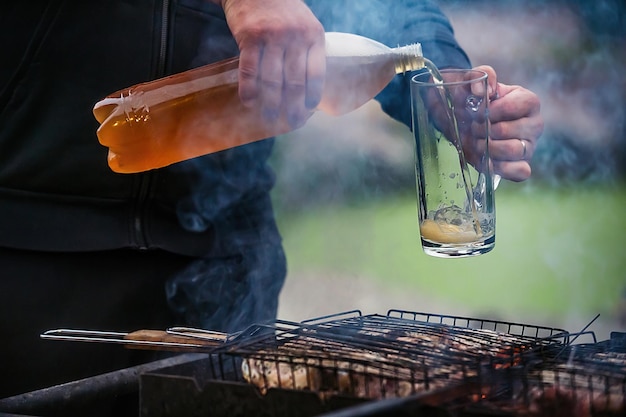 outdoor recreation cold beer and cooking on the grill