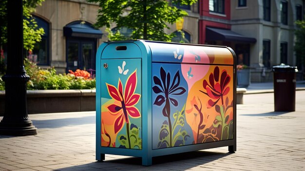 outdoor recycling container a colorful symbol of city life