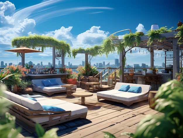 outdoor relaxation spots on the rooftop