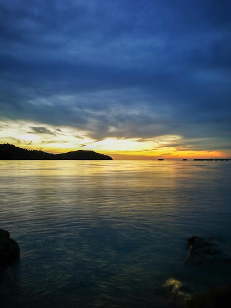 Outdoor scenery during sunset over the sea