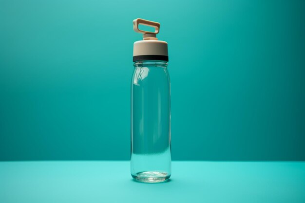 Outdoor sports essentials a water bottle on a vibrant blue backdrop