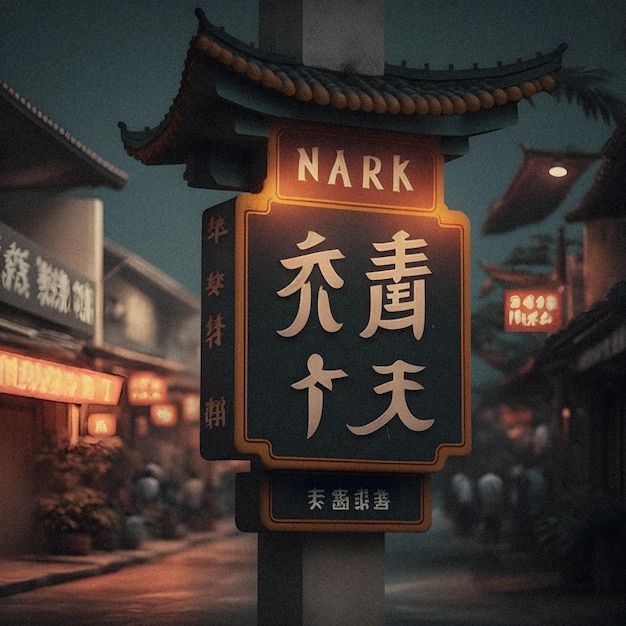 Outdoor street name sign in Chinese towns illustration granular texture