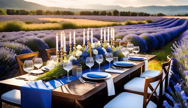야외 웨딩 파티 설정 매크로 사진 현대 스타일 휴가 파티 야외 식탁