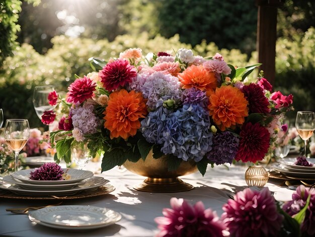 Photo an outdoor wedding table affair