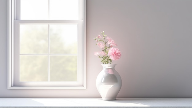 Outdoor Window with White Flower Vase