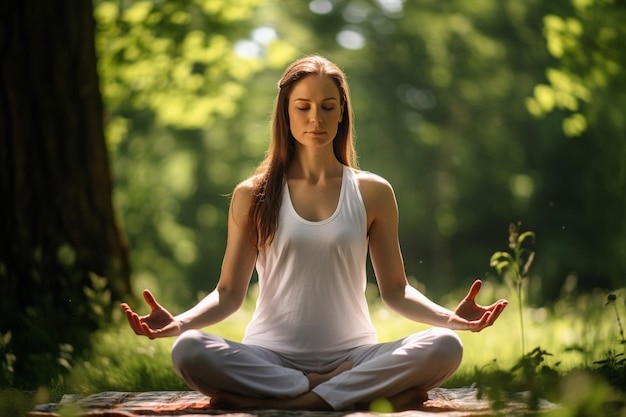 Outdoor Yoga Session in the Warm Summer Morning