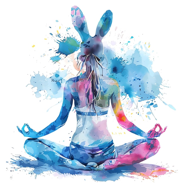 Outdoor Yoga watercolor for easter time