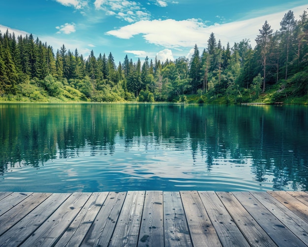 Photo outdoors lake wilderness deck on lake in nature environment