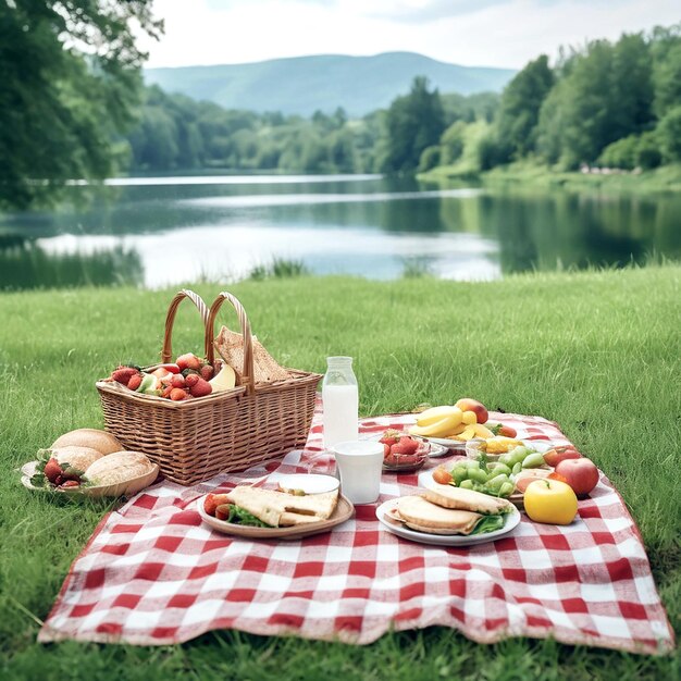 Foto paesaggio di picnic all'aperto in estate