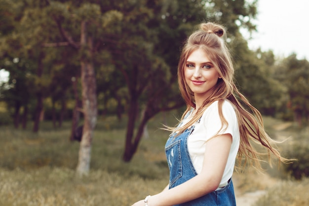 Outdoors portrait of beautiful young girl