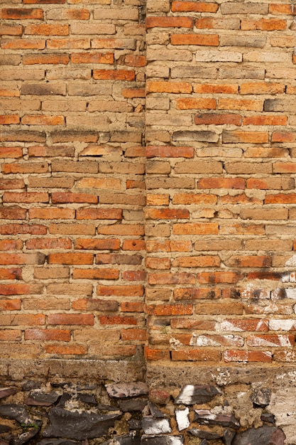 Outdoors red brick wall background