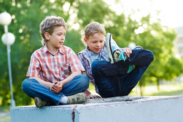 outdoors schoolboy leisure childhood friend