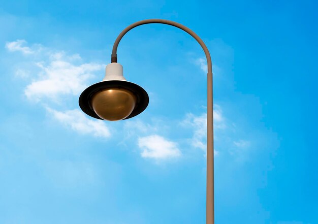 Outdoort lamp pole with blue sky background