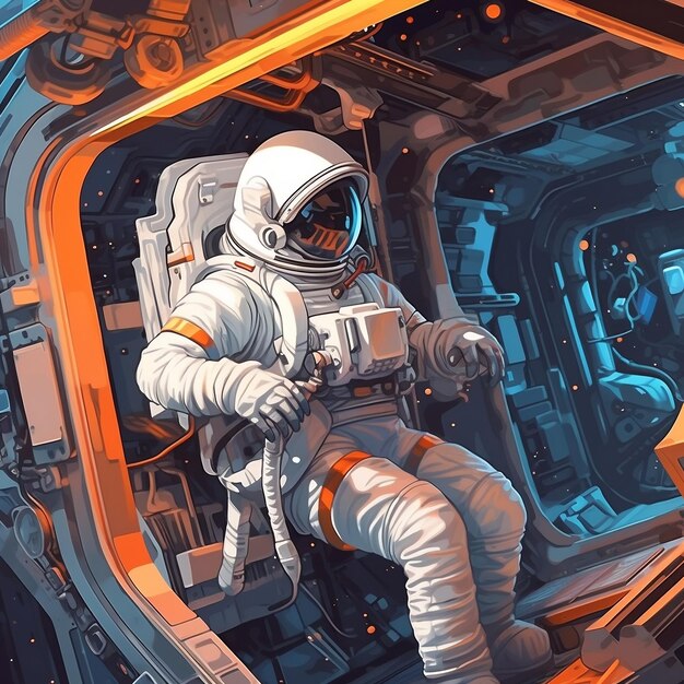 Outer Space Astronaut Illustratie Generatieve AI