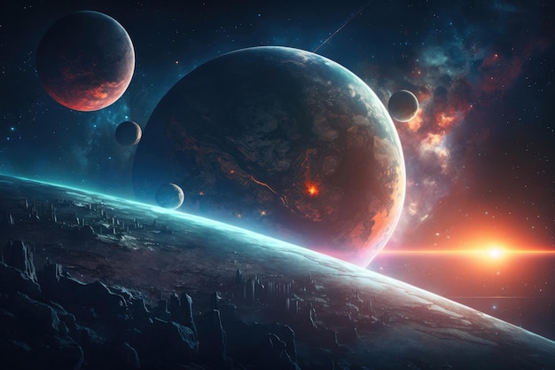 Outer space background realistic Illustration Generative AI