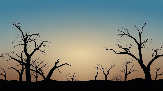 Outline of bare trees against a cloudless sky