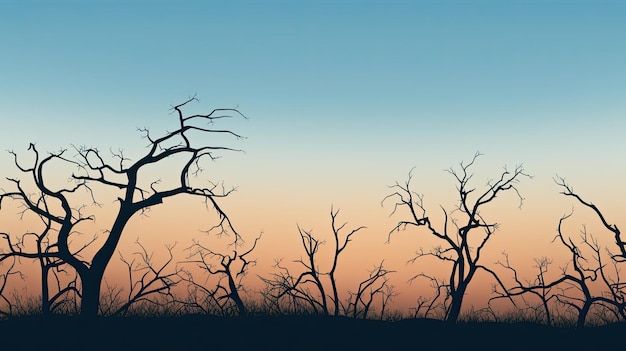 Outline of bare trees against a cloudless sky