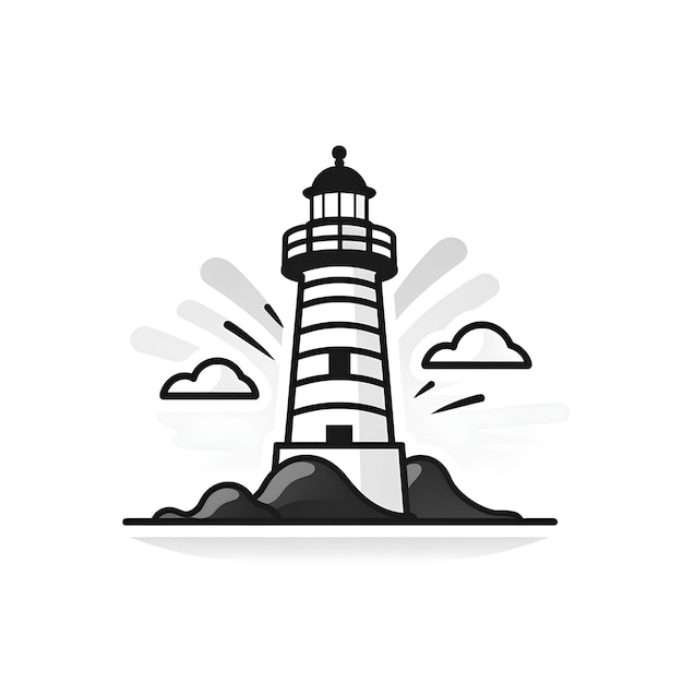 Photo an outline black and white image of a lighthouse