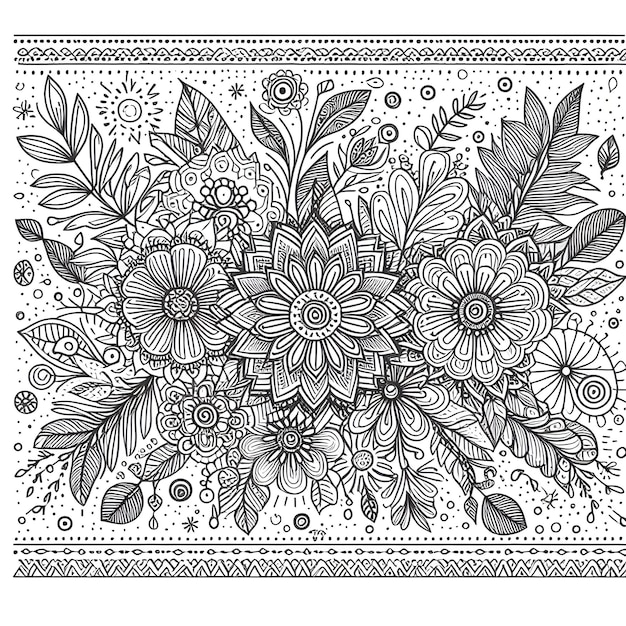 Outline design of an extra small and thin line art of floral wall art