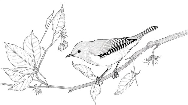 Photo a outline drawing of a bird for kids drawing book