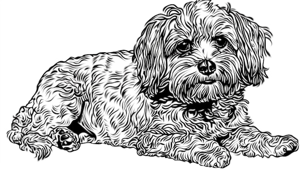 a outline drawing of a dog for kids drawing book