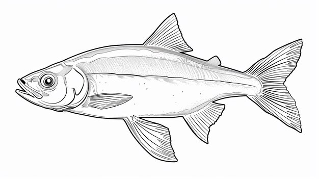 Photo a outline drawing of a fish for kids drawing book
