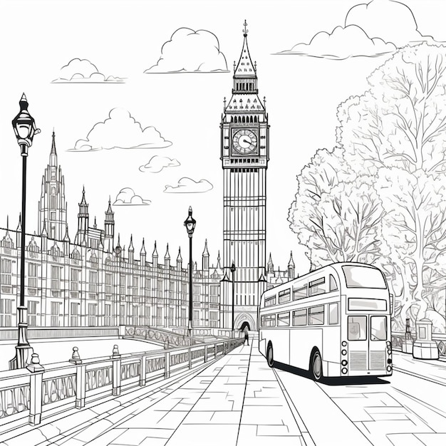 Outline drawing of london coloring