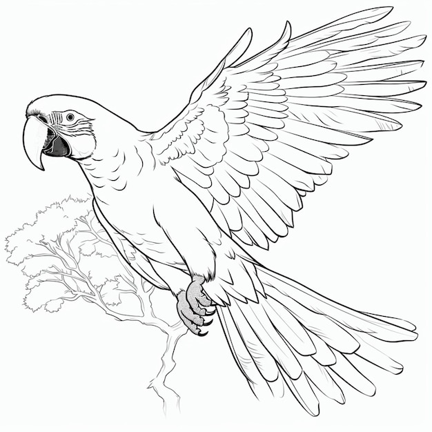 outline drawing of a macaw to color and paint