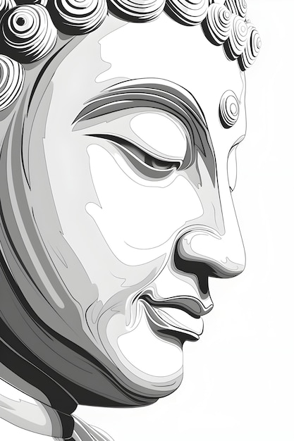 Фото Контурный рисунок будды