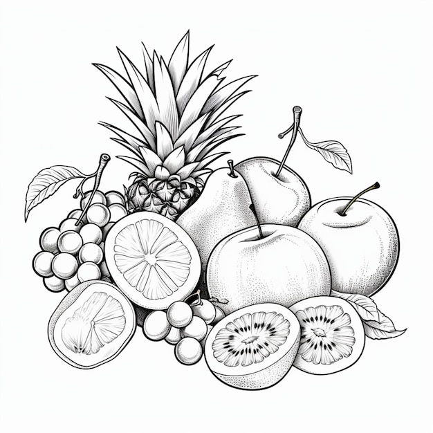 outline fruit coloring page