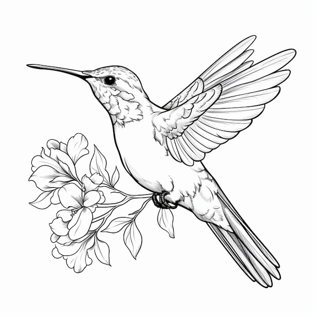Foto pagina da colorare contorno colibrì