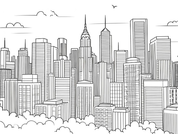 An outline image of a city building