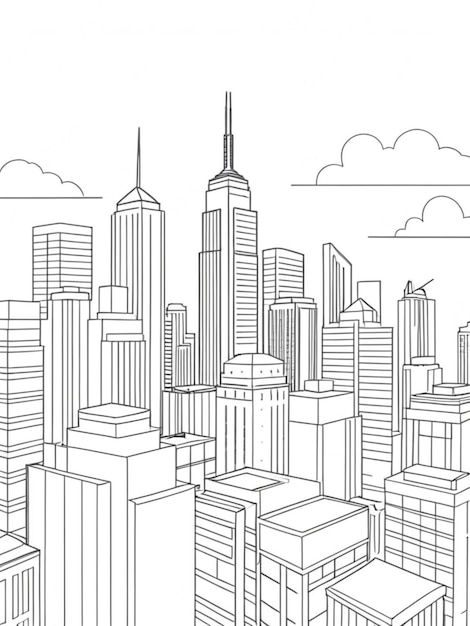 An outline image of a city building