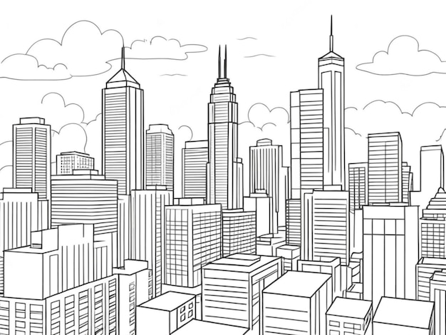 An outline image of a city building