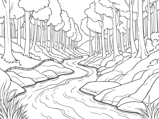 A outline image of a forest